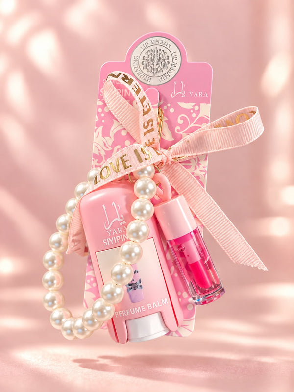 Yara keychain with lip gloss and perfume balm